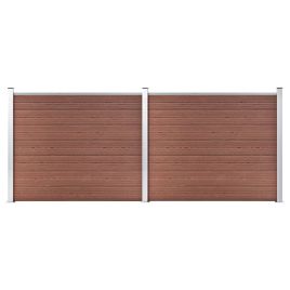 Fence Panel Set WPC 353x146 cm Brown