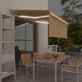 Manual Retractable Awning with Blind&LED 3x2.5m Yellow&White