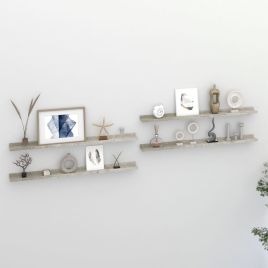 Wall Shelves 4 pcs Concrete Grey 100x9x3 cm