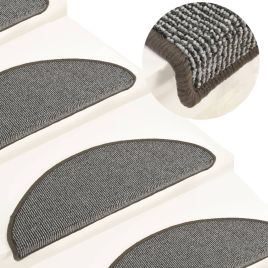 Stair Mats 15 Pieces 65x21x4 cm Grey Half Round Large
