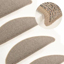 Stair Mats 15 Pieces 65x21x4 cm Brown Half Round Large
