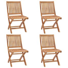 Folding Garden Chairs 4 Pieces Solid Teak Wood