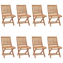 Folding Garden Chairs 8 pcs Solid Teak Wood