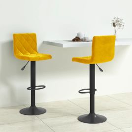 Bar Stools 2 Pieces Mustard Yellow Velvet