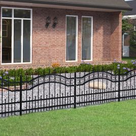 Garden Fence with Spear Top Black 115cm Powder-coated Steel