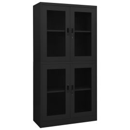 Office Cabinet Anthracite 90x40x180 cm Steel and Tempered Glass