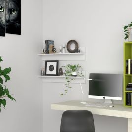 Wall Shelf 2 Pieces White 80x11.5x18 cm Engineered Wood