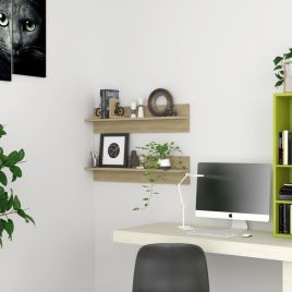 Wall Shelf 2 Pieces Sonoma Oak 80x11.5x18 cm Engineered Wood