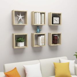 Wall Cube Shelves 6 Pieces Sonoma Oak 30x15x30 cm