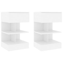 Bedside Cabinets 2 pcs White 40x35x65cm Engineered Wood