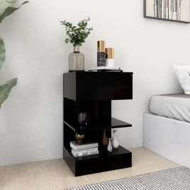 Bedside Cabinet Black 40x35x65cm Engineered Wood