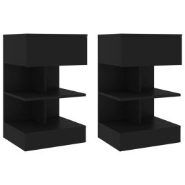Bedside Cabinets 2 pcs Black 40x35x65cm