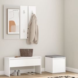Hallway Furniture Set White Engineered Wood - Chen