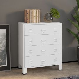White Chest of Drawers - SACRAMENTO Medium Chest 4 Drawers