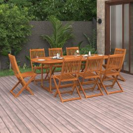 9 Piece Garden Dining Set Solid Acacia Wood