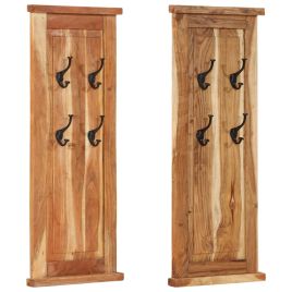 Coat Racks 2 pcs Solid Wood Acacia 38x100 cm