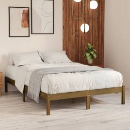 Bed Frame Honey Brown Solid Wood Pine 200x200 cm