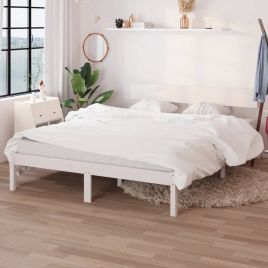 Bed Frame White Solid Wood Pine 160x200 cm