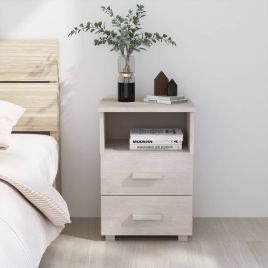Bedside Cabinet HAMAR White 40x35x62cm Solid Wood Pine