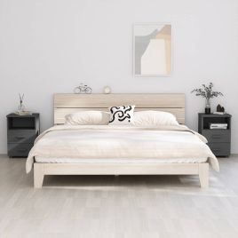 Bedside Cabinets HAMAR 2 pcs Dark Grey 40x35x62cm Solid Wood