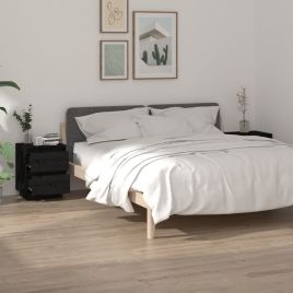 Bedside Cabinets 2 pcs Black 40x35x50cm Solid Wood Pine