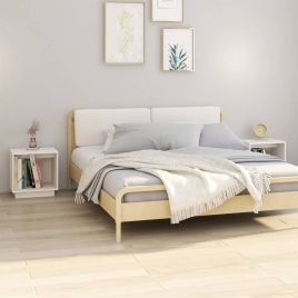 Bedside Cabinets 2 pcs White 40x30x40cm Solid Wood Pine - Yuan