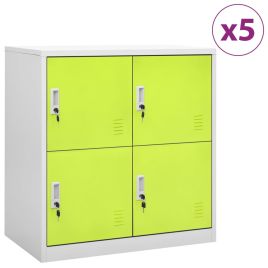 Locker Cabinets 5 pcs Light Grey and Green 90x45x92.5 cm Steel