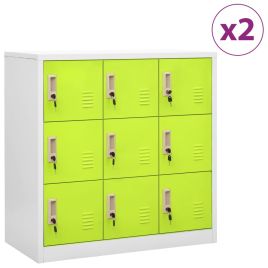 Locker Cabinets 2 pcs Light Grey and Green 90x45x92.5 cm Steel