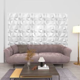 3D Wall Panels 48 pcs 50x50 cm Diamond White 12 m2