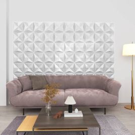 3D Wall Panels 48 pcs 50x50 cm Origami White 12 m2