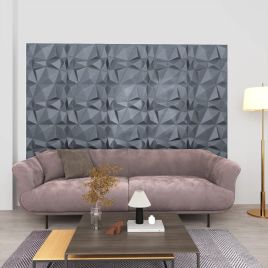 3D Wall Panels 24 pcs 50x50 cm Diamond Grey 6 m2