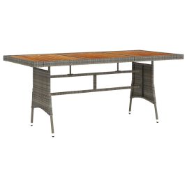 VOCOUR Garden Table 160x70x72 cm Poly and Solid Acacia Wood Rattan - Grey