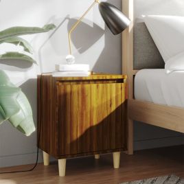 Bed Cabinets Solid Wood Legs 2 pcs Brown Oak 40x30x50cm - Chena