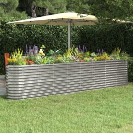 Garden Raised Bed Powder-coated Steel 332x40x68 cm Silver