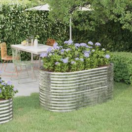 Garden Raised Bed Powder-coated Steel 152x80x68 cm Silver