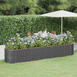 PRIFORD Garden Raised Bed Galvanised 368x80x68 cm Anthracite Steel