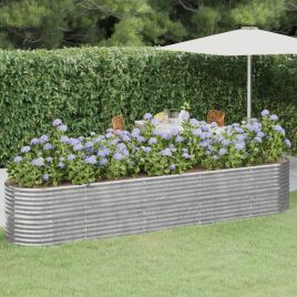 Garden Raised Bed Powder-coated Steel 368x80x68 cm Silver