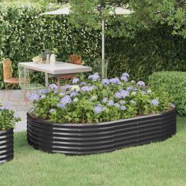 Garden Raised Bed Powder-coated Steel 214x140x36 cm Anthracite