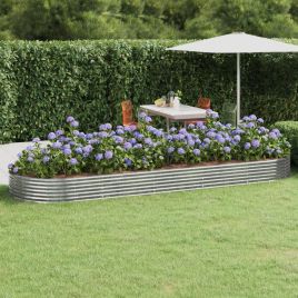 Garden Raised Bed Powder-coated Steel 450x140x36 cm Silver
