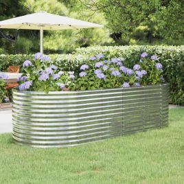 Garden Raised Bed Powder-coated Steel 249x100x68 cm Silver