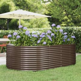 PRIFORD Garden Raised Bed 212x140x68 cm Galvanised Steel - Brown