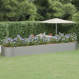 Garden Raised Bed Powder-coated Steel 584x140x68 cm Silver
