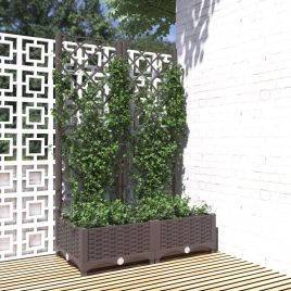 Garden Planter with Trellis Brown 80x40x121.5 cm PP