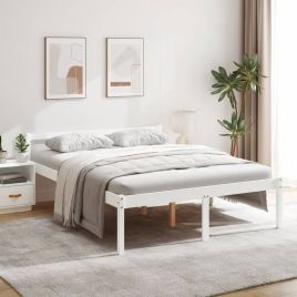 Bed Frame White 160x200 cm Solid Wood Pine