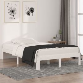 Bed Frame White Solid Wood 120x190 cm Small Double