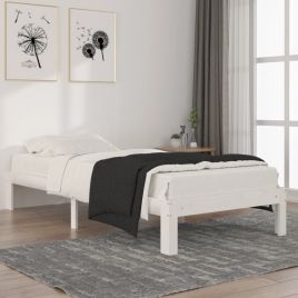 Bed Frame White Solid Wood Pine 90x200 cm