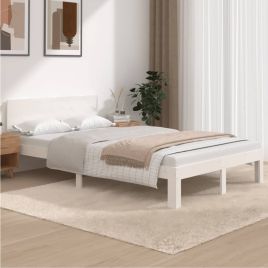 Bed Frame White Solid Wood Pine 120x200 cm