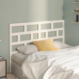 Bed Headboard White 146x4x100 cm Solid Wood Pine