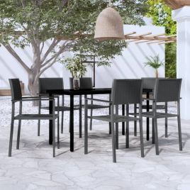 7 Piece Garden Dining Set Black