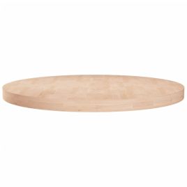 Round Table Top Ã˜80x4 cm Untreated Solid Wood Oak